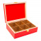 Cutie pentru ceai Renberg, 6 compartimente, cu capac, din lemn, 25x19x8 cm, Rosu