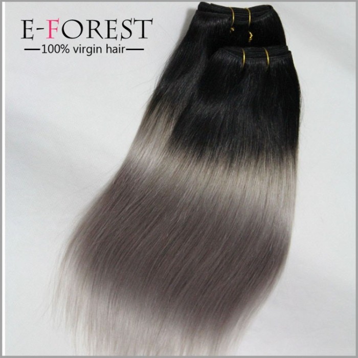Extensii Par 100 Natural Ombre Negru Gri De Inalta Calitate 8aaa
