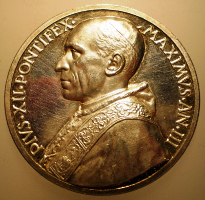 5.611 ITALIA VATICAN MEDALIE PAPA PIUS XII 1941 AN III ARGINT 37,3g MISTRUZZI foto