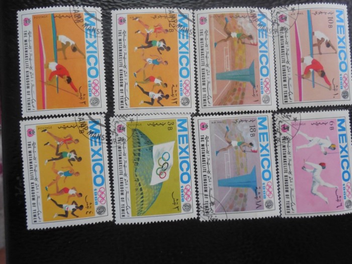 YEMEN KINGDOM-J.O. MEXICO 1968-STAMPILATE YEMEN KINGDOM-J.O. MEXICO 1968-STAMPILATE