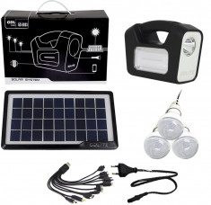 Panou solar fotovoltaic 3 becuri LED lampa USB incarcare telefon GERMAN DESIGN foto