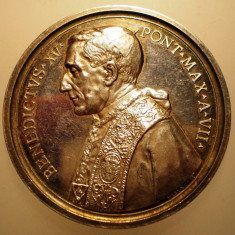 5.638 ITALIA VATICAN MEDALIE PAPA BENEDICT XV 1920 AN VII ARGINT 35,8g MISTRUZZI