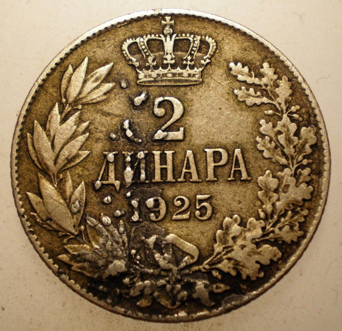 C.246 YUGOSLAVIA JUGOSLAVIA IUGOSLAVIA ALEXANDER I 2 DINARA DINARI 1925 p EROARE