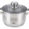 Oala inox cu capac yena, maner inox, 7.8 l, 26 cm, sapir