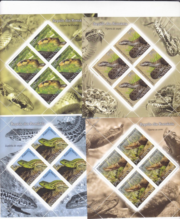 REPTILE BLOC DE 4 SERII 2011,MNH,ROMANIA.