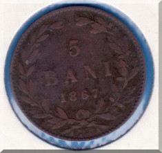 (R) MONEDA ROMANIA - 5 BANI 1867 - WATT &amp;amp; CO. foto