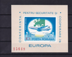 ROMANIA 1977 , LP 939 , CONFERINTA SECURITATE EUROPA COLITA NEDANTELATA MNH foto