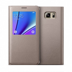 Husa flip s-view Samsung Galaxy Note 5, auriu foto