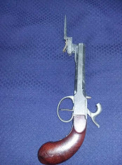 Pistol de PANOPLIE de epoca,pistol medieval cu baioneta (sulita)rabatabila,arma foto