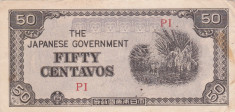 OCUPATIA JAPONEZA IN FILIPINE 50 centavos 1942 VF+++!!! foto