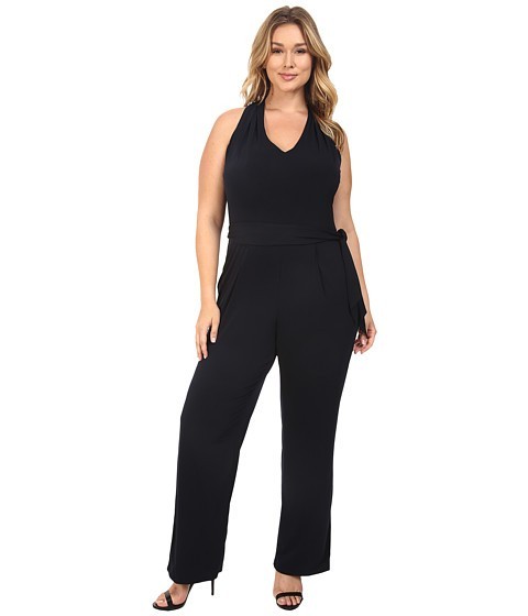 MICHAEL Michael Kors Plus Size Belted Halter Jumpsuit New Navy foto mare MICHAEL Michael Kors Plus Size Belted Halter Jumpsuit New Navy foto mare