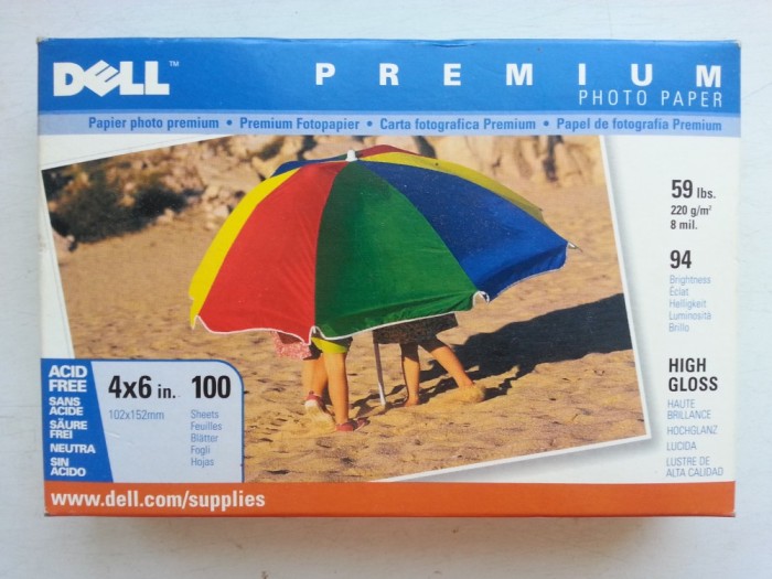 set 100 coli Hartie Foto DELL Premium High Gloss 4x6 inch foto mare set 100 coli Hartie Foto DELL Premium High Gloss 4x6 inch foto mare