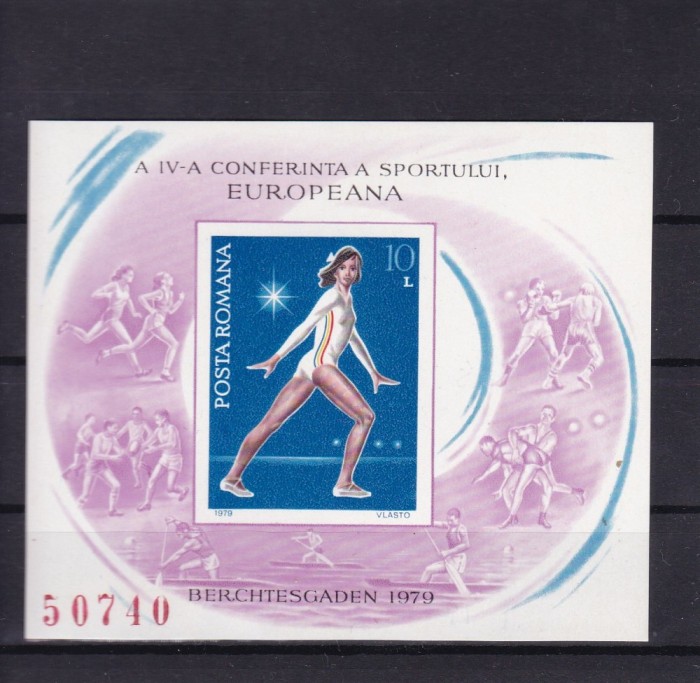 ROMANIA 1979 LP 989 A IV-a CONFERINTA EUROPEANA A SPORTULUI COLITA NEDANT MNH foto mare ROMANIA 1979 LP 989 A IV-a CONFERINTA EUROPEANA A SPORTULUI COLITA NEDANT MNH foto mare