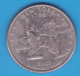 (M1729) MONEDA SUA - QUARTER DOLLAR 2001, LIT. D - NEW YORK, America de Nord