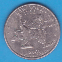 (M1729) MONEDA SUA - QUARTER DOLLAR 2001, LIT. D - NEW YORK