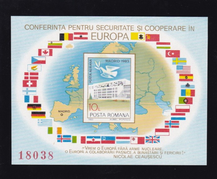 ROMANIA 1983 LP 1086 CSCE MADRID COLITA NEDANTELATA MNH foto mare ROMANIA 1983 LP 1086 CSCE MADRID COLITA NEDANTELATA MNH foto mare