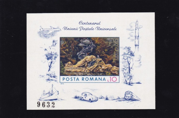 ROMANIA 1974 LP 849 CENTENARUL UPU COLITA NEDANTELATA MNH foto mare ROMANIA 1974 LP 849 CENTENARUL UPU COLITA NEDANTELATA MNH foto mare