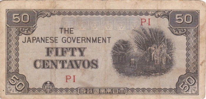 OCUPATIA JAPONEZA IN FILIPINE 50 centavos 1942 VF!!! foto mare OCUPATIA JAPONEZA IN FILIPINE 50 centavos 1942 VF!!! foto mare