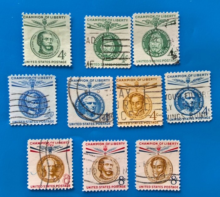SUA-Statele Unite - lot 10 timbre, "Campionii libertatii", stampilate foto mare SUA-Statele Unite - lot 10 timbre, "Campionii libertatii", stampilate foto mare