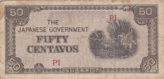 OCUPATIA JAPONEZA IN FILIPINE 50 centavos 1942 F!!! foto