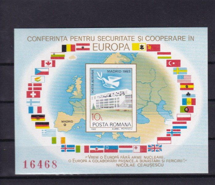 ROMANIA 1983 LP 1086 CSCE MADRID COLITA NEDANTELATA MNH foto mare ROMANIA 1983 LP 1086 CSCE MADRID COLITA NEDANTELATA MNH foto mare