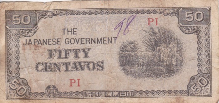 OCUPATIA JAPONEZA IN FILIPINE 50 centavos 1942 VF-!!! foto mare OCUPATIA JAPONEZA IN FILIPINE 50 centavos 1942 VF-!!! foto mare