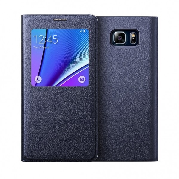 Husa flip s-view Samsung Galaxy Note 5, negru foto mare Husa flip s-view Samsung Galaxy Note 5, negru foto mare