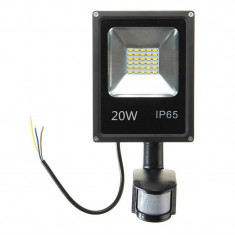 Proiector Led 20W IP65 Alb Rece cu Senzor de Miscare foto