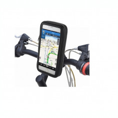 Suport de telefon pentru bicicleta cu husa rezistenta la intemperii, negru foto