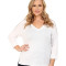 Michael Kors Plus Size Studded Shoulder 3/4 Sleeve V-Neck White / Gold