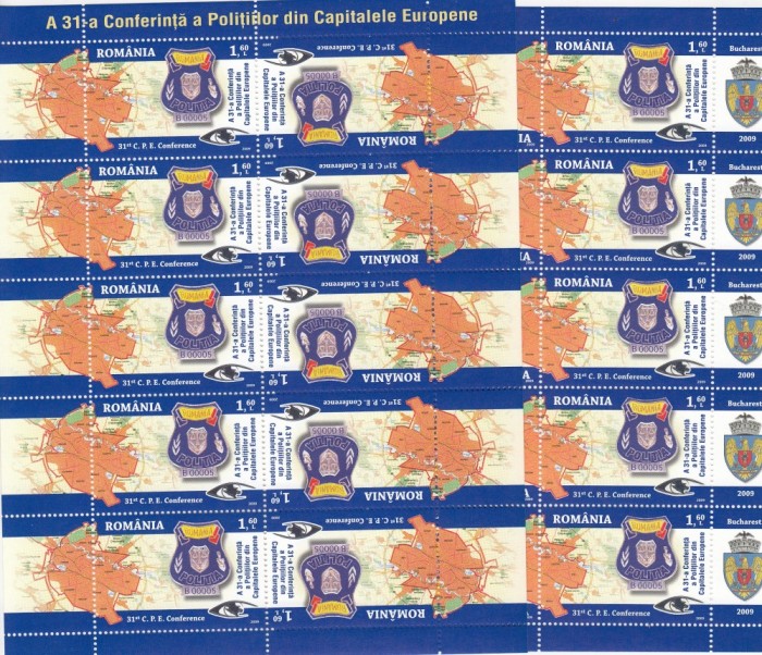 ROMANIA 2009 LP 1834 c A 31 a CONFERINTA A POLITIILOR EUROPENE MINICOLI MNH