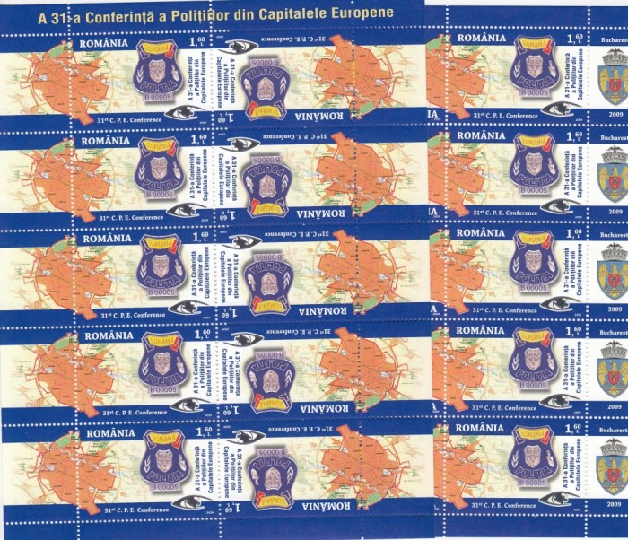 ROMANIA 2009 LP 1834 c A 31 a CONFERINTA A POLITIILOR EUROPENE MINICOLI MNH