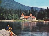 CARTE POSTALA TUSNAD BAI LACUL CIUCAS 1973, Circulata, Fotografie