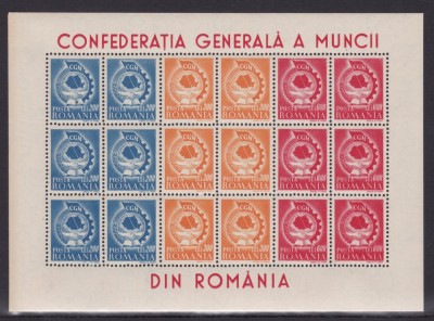 1947 - Confederatia Generala a Muncii - CGM - in bloc de sase serii - MNH foto