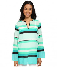 Michael Kors Kirkham Stripe V-Neck Top Turquoise foto