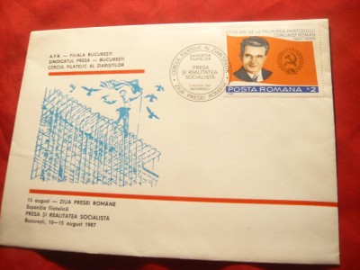 Plic FDC -N.Ceausescu - Ziua Presei Romane 1987 foto