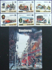 CUBA - MASINI DE POMPIERI, 2006, 6 V + 1 S/S, NEOB . - CU 04 foto