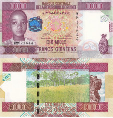 Guinea 10 000 Francs 2012 UNC foto