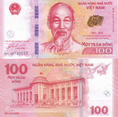 Vietnam 100 Dong 2016 Comemorativa UNC foto