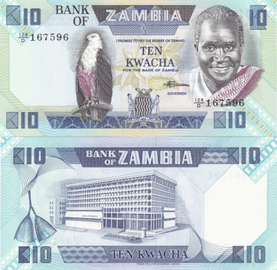 Zambia 10 Kwacha 1988 UNC foto