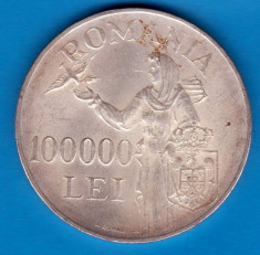 (A2) MONEDA DIN ARGINT ROMANIA - 100.000 LEI 1946, REGELE MIHAI I, 25 GR. foto