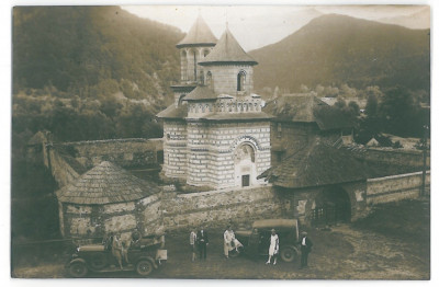 1228 - CORNET, Valcea, Monastery, old cars - old postcard, real PHOTO - unused foto