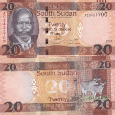 Sudan Sudanul De Sud 20 Pounds 2015 UNC