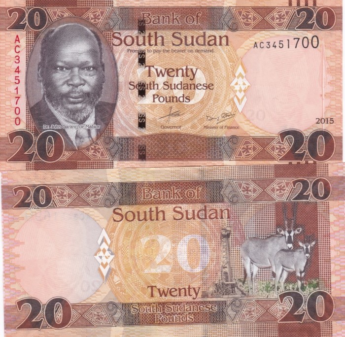 Sudan Sudanul De Sud 20 Pounds 2015 UNC