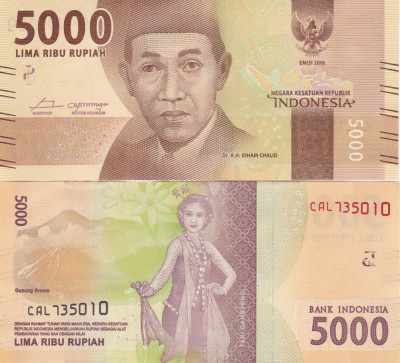 Indonezia 5 000 Rupiah 2016 UNC foto