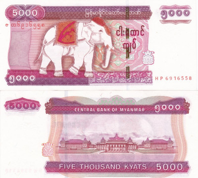 Myanmar Burma 5 000 Kyats 2009 UNC foto