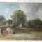 &quot;Peisaj cu pod de piatra&quot; acuarela veche dupa Rembrandt