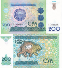 Uzbekistan 200 Som 1997 UNC foto