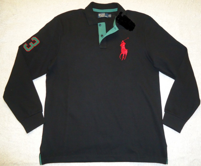 BLUZA 3XL BARBATI NEAGRA GULER POLO 100% BUMBAC GROASA IARNA TOAMNA