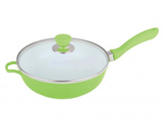 Tigaie ceramica cu capac Barton Steel, 28 cm, verde foto